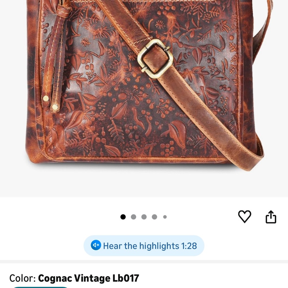 Valenchi Leather Crossbody with Embossed Floral Panel - Picture 7 of 9